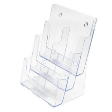 deflecto 迪多 三層高背目錄架 A4 附格板 新穎流線設計 造型精緻美觀 防UV效果佳 無毒認證 環保安全 壓克力 耐熱防潮 易清洗, 透明, 1個