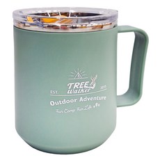 TREEWalker 304不鏽鋼露營保溫馬克杯 11.5 x 8.5cm 200g, 綠色, 450ml, 1個