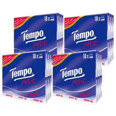 Tempo 4層迷你紙手帕 柔韌耐用, 18包, 4袋