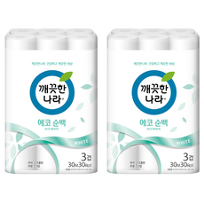 KleanNara 可綠納樂 Deco 環保純白 3層 捲筒衛生紙, 30m, 30入, 2個