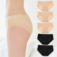 BASE ALPHA ESSENTIALS 簡約無痕內褲 米色 3件 + 黑色 2件組, 米色, 黑色