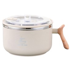 可瀝水不鏽鋼泡麵碗, 304不鏽鋼內層, 食品級PP外層, 奶茶色, 1200ml, 1個