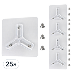 올고르 무타공 접착식 슬림 스크류 패드 조절형 3구, 25개