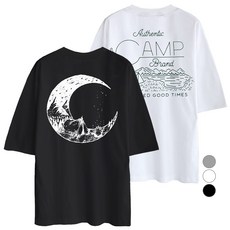 엠씨티 문컬렉션 5부 오버핏 통기성 반팔티 캠핑문+캠프 2종 세트