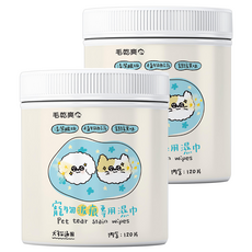 毛乾爽 寵物淚痕專用濕紙巾, 120片, 2罐