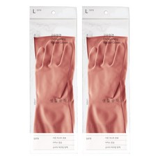 생활공작소 일반형 고무장갑 양손세트, 파스텔핑크, 대(L), 2개