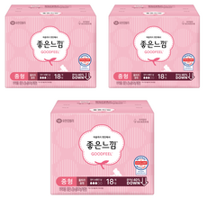 좋은느낌 오리지널 울트라슬림 생리대 날개형, 중형, 18개입, 3개