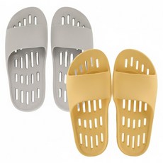 Shabath 柔軟平面排水浴室拖鞋, 1組, Light Gray+Butter