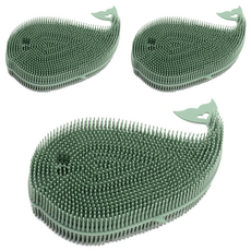 Flaito 鯨魚造型矽膠洗碗刷組 綠色, 3個