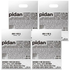 pidan 寵物貓砂 木薯3in1 木薯豆腐膨潤土三合一混合砂, 無香, 2.4kg, 4袋