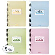 탐사 캠퍼스 파스텔 하드커버 스프링 노트 4종 세트, 핑크, 민트, 블루, 옐로우, 5세트