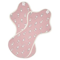 eechae 粉色兔子棉布衛生棉, 2入, 1個, 過夜或更長