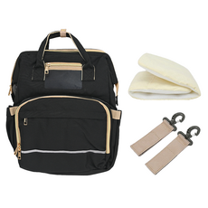 vanibaby 母嬰生活 多功能嬰兒小床媽媽包 x 1+嬰兒床墊 推車掛帶 x 1, 黑色