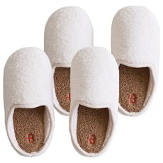 女式微笑小熊抓絨泡泡室內鞋, 象牙色+棕色, 2個