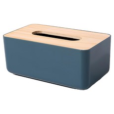 北歐風木質面紙盒 藍色 簡約風格 客廳臥室適用 抽取順暢 居家裝飾 1入, 21 x 13 x 10cm