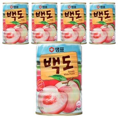 샘표 백도 통조림, 400g, 5개