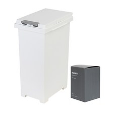 FRANCO HOME 簡約風格按壓式垃圾桶 15L+清潔袋 10L 50入, 白色, 1組