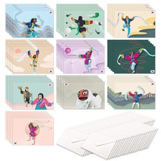 衷心的情感插圖套組 10 張韓國傳統明信片 x 5p + 信封 50p, 混色, 1套