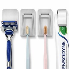 SPREX 全不鏽鋼免打孔牙刷架組, 銀色, 1套