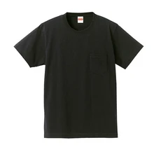 United Athle 厚磅口袋短T 圓筒無側縫設計 衣領不易變形 雙層縫製, 黑色