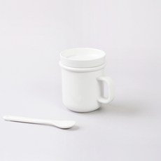 BOWLBOWL 韓國製 Nordic Bowl Bowl 附蓋馬克杯 340ml, 牛奶白, 1個