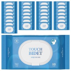 브라운 터치 비데 물티슈 물에 잘 녹는 화장실용 저자극 비데티슈 캡형, 55g, 80매입, 30개
