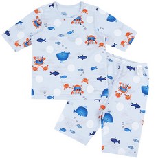 Maykids 童款緹花2件式7分袖套裝 哈囉海洋款