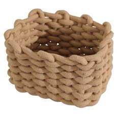 北歐風棉繩編織收納籃 手工編織 天然材質 開口寬敞, 米黃色, 1個