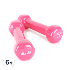 아리프 PVC 육각 컬러 아령, 0.5kg, 6개