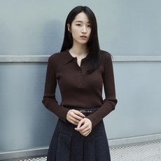 MIND BRIDGE 女款羅紋翻領針織衫 M1KT02A1