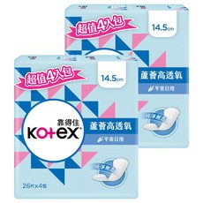 Kotex 靠得住 蘆薈高透氧護墊 無香, 14.5cm, 26片, 8包