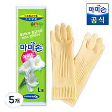 Mamison 食品專用橡膠手套 白色, 大(L), 5個