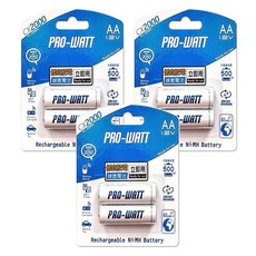 PRO-WATT 華志 低自放鎳氫充電電池 AA 1.2V, 2入, 3組