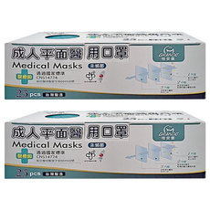 GRANDE 格安德 成人平面醫用口罩, 薄荷奶綠, 25片, 2盒