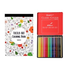 투코비 아트 컬러링북 플라워 엽서패드 랜덤발송 + 조르조네 클래식 삼각 그립 유성 색연필 24개 세트, 투코비, 조르조네, 동아피엠에스