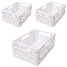 工子白 NO.495折疊式收納疊籃 節省空間, White, 3個, 60x40x22cm