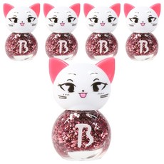 바블리 키즈네일 냥이 스티커형식 어린이매니큐어, 핑크블링핑, 5개