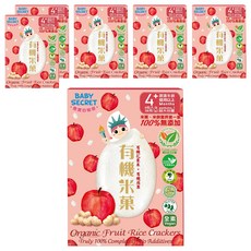 BABY SECRET 寶寶的秘密 有機米菓, 花東米 + 蘋果, 36g, 6盒