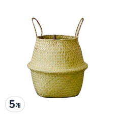 DDUNGK 圓藺草海草藤編籃 6號, 單一顏色, 5個