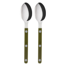 SABRE PARIS Bistrot復古酒館鈕扣系列茶匙 15.5cm 亮面款, 海藻綠, 2入