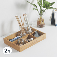 하우스레시피 뱀부 4칸 서랍 정리대, 내츄럴, 2개