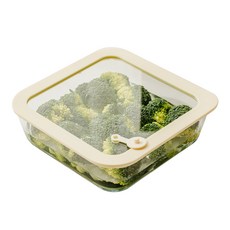 Dr.HOWS 烤箱可用耐熱玻璃排氣孔式保鮮盒 方形 1.7L, 1個