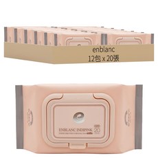 enblanc 輕柔木槿花純水濕紙巾 掀蓋型, 63g, 20張, 12包