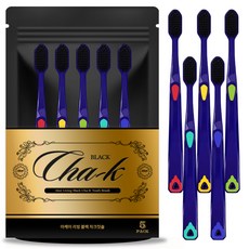 아케이 리빙 블랙 차크칫솔, 5개입, 1세트