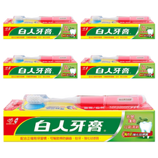 T.KI 白人 牙膏+牙刷 Set, 堅固牙齒 保護牙齦 強化琺瑯質 預防蛀牙, 5組