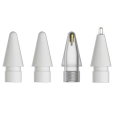 SwitchEasy 魚骨牌 iPad 智慧觸控筆替換筆尖四個組 (適用Apple Pencil 1/2), 白色/透明, 1組