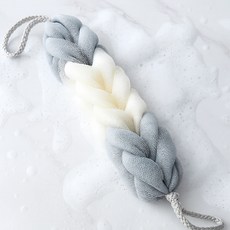 리빙메이커 꽈배기 타입 바디 샤워볼 타올, 화이트 + 그레이, 1개입, 2개