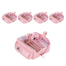 동아피엠에스 대용량 180도 필통 다용도 수납 펜 파우치 케이스 필통, 핑크, 5개