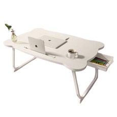 德利生活 摺疊電腦桌豪華 白色, 1入, 展開:60 x 40 x 28cm，收折:60 x 40 x 6cm