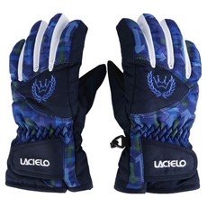 Lacielo 兒童青少年滑雪手套 LAJ-2021 寒冷天氣防水板手套, 藍色